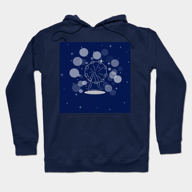 Ferris wheel, attraction, carousel. Banner, illustration with dark blue color background Hoodie by grafinya